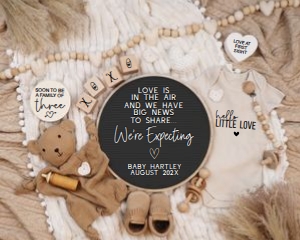 Neutral Boho Valentines Day Pregnancy Announcement (Love is in Air): Neutral Boho Valentines Day Pregnancy Announcement (Love is in Air)