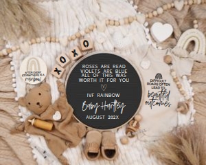 Neutral Boho IVF Rainbow Valentines Day Pregnancy Announcement (Roses are Red) design preview