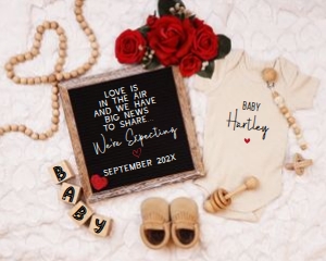 Valentines Day Boho Roses Pregnancy Announcement (Love is in Air): Valentines Day Boho Roses Pregnancy Announcement (Love is in Air)