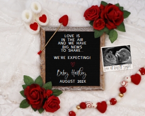 (Sonogram) Minimalist Letterboard Valentines Day Pregnancy Announcement (Love is in Air): Minimalist Letterboard Valentines Day Pregnancy Announcement (Love is in Air)
