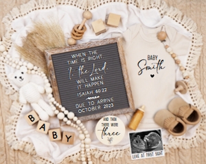 (Sonogram) Boho Bear Pregnancy Announcement (Isaiah 60:22): Boho Bear Pregnancy Announcement (Isaiah 60:22)