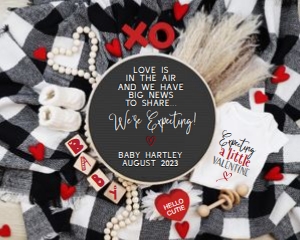 Valentines Day B&W Buffalo Plaid & Red Pregnancy Announcement (Big News): Valentines Day B&W Buffalo Plaid & Red Pregnancy Announcement (Big News)