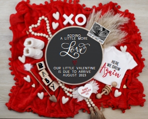 Valentines Day Red Blanket Pregnancy Announcement (Grow Again) design preview