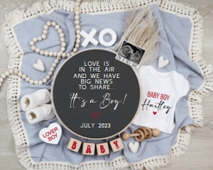 Valentines Day Circle LB Boy Pregnancy Announcement (Love is in Air) design preview