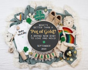 Lion Lovey St Patrick's Day Rainbow Pregnancy Announcement (Pot of Gold) design preview