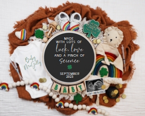 (Sonogram) Lion Lovey St Patrick's Day IVF Rainbow Pregnancy Announcement 2 (Luck Love & Science): Lion Lovey St Patrick's Day IVF Rainbow Pregnancy Announcement 2 (Luck Love & Science)