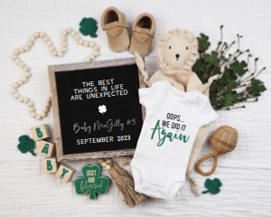 Boho Lion St Patrick's Day Pregnancy Announcement (Oops): Boho Lion St Patrick's Day Pregnancy Announcement (Oops)