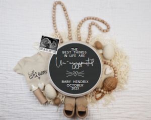 Minimalist Neutral Boho Easter Pregnancy Announcement (Un-eggspected) design preview