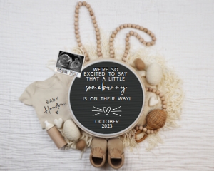 Minimalist Neutral Boho Easter Pregnancy Announcement (Somebunny) design preview