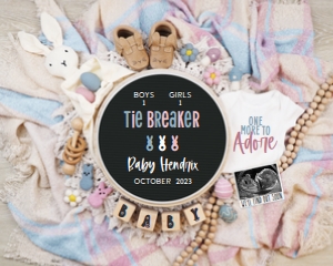 Pink & Blue Plaid Boho Easter Pregnancy Announcement (Tie Breaker) design preview