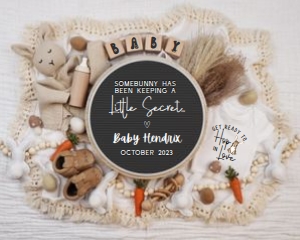 Boho Knit Bunny Lovey Easter Pregnancy Announcement (Hop in Love) design preview