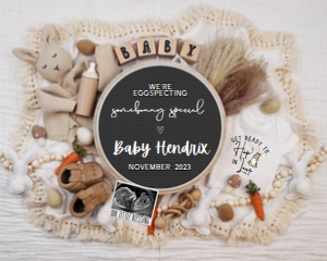 Boho Knit Bunny Lovey Easter Pregnancy Announcement (Somebunny Special) design preview
