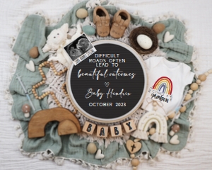 IVF Rainbow Lamb Lovey Boho Christian Easter Pregnancy Announcement (After Every Storm) design preview