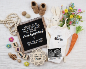 Spring Floral Bunny Easter Pregnancy Announcement (Spring is in the Air) design preview