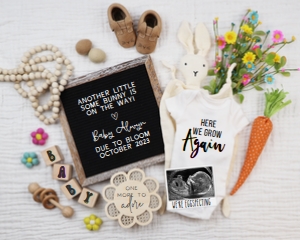 Spring Floral Bunny Easter Pregnancy Announcement (Grow Again) design preview