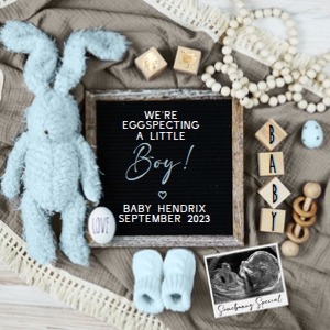 Blue Bunny Boy Pregnancy Announcement (Egg-specting a Boy) design preview