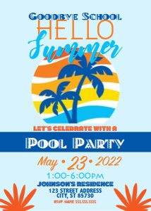 School Palm Tree Invite Blue design preview