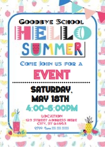School Summer Invite Pink pineapple design preview