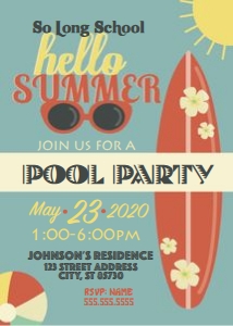 School Summer Retro Invite design preview