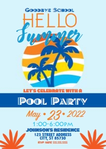 Palm Tree Invite Blue School design preview