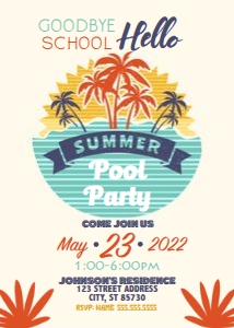 Palm Tree Cream Invite School design preview