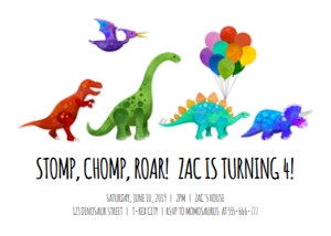 Watercolor Dinosaur Invitation design preview