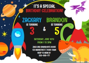 Dinosaur Space Invitation design preview