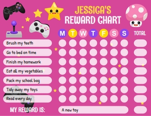 Gamer Reward Chart Pink design preview