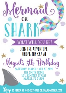 Mermaid Shark Purple 5x7 design preview