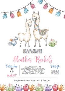 llama Baby shower design preview