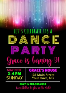 Neon Disco Dance party design preview
