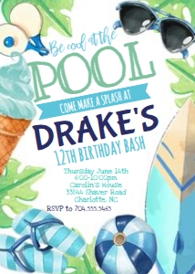 Boy Tropical Pool Party design preview