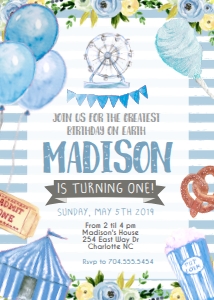 Boy Carnival Circus birthday invitation design preview