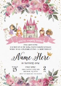 Princess Birthday - Invitation Flower Castle design preview