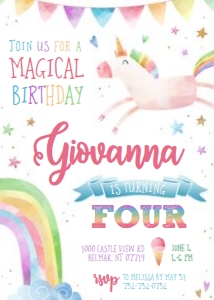 Unicorn Birthday - Rainbow Invitation design preview