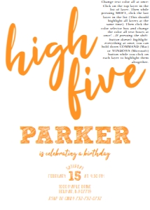 High Five - Invitation design preview