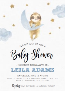 Baby Shower - Sloth Baby Blue 2 design preview