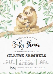 Baby Shower - Sloth Family Invitation: Baby Shower - Sloth Family Invitation