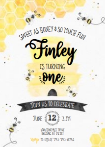 Bumblebee Birthday - Invitation design preview