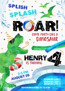 Dino Pool Party - Invitation - with Pool design preview