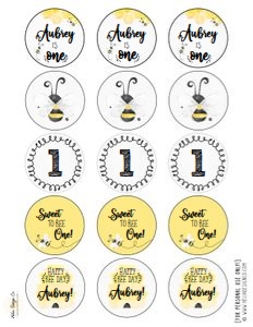 Bumblebee Birthday - Cupcake Toppers design preview