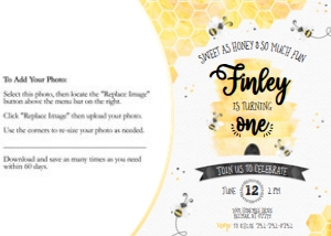 Bumblebee Birthday - Invitation with Photo design preview
