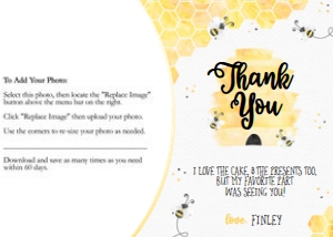 Bumblebee Birthday - Thank You Photo design preview