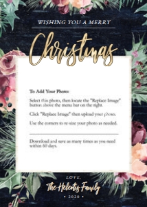 Holiday Cards - Photo Navy Floral 5x7 design preview