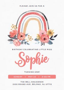 Rainbow - Invitation Floral 5x7 design preview