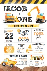 Construction Birthday - Milestone Chart design preview