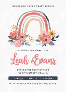 Boho Rainbow Baby Shower - Invitation 5x7 design preview