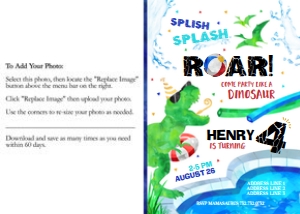 Dino Pool Party - Invitation - with Photo design preview