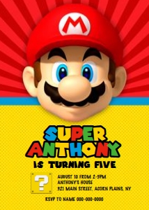 Mario Birthday - Invitation [1] 5x7 design preview