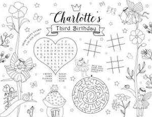 Fairy Birthday - Coloring Placemat 8.5x11 design preview